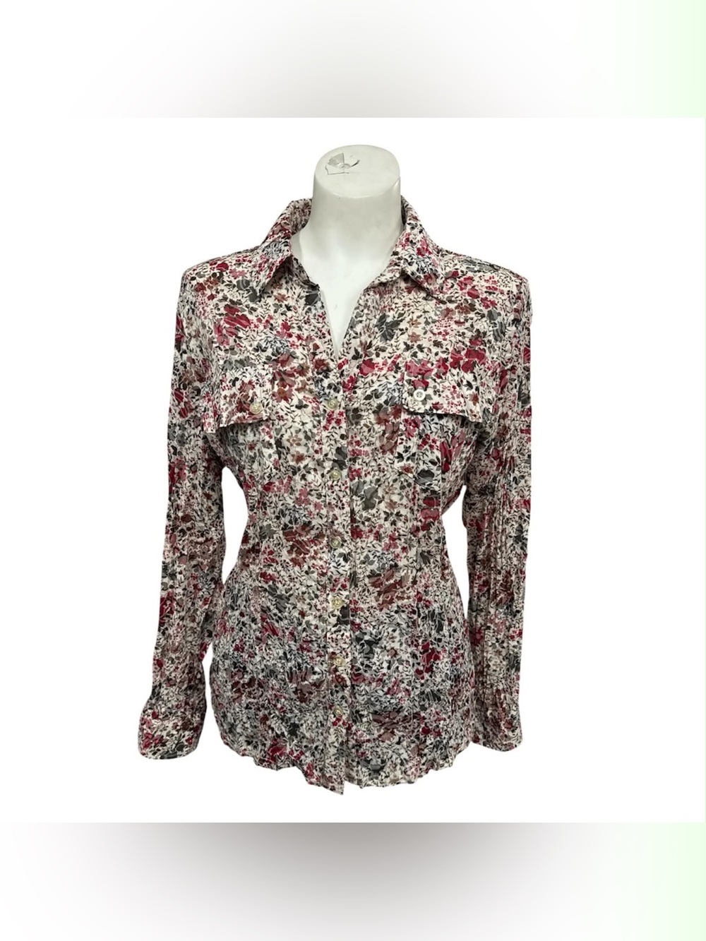 Denver Hayes Floral Button-Down Shirt - White & Red Size L